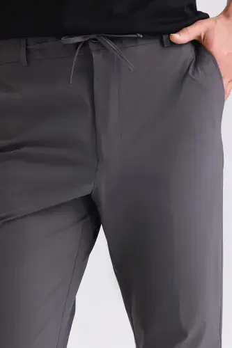 Anthracite Comfort Fit Elastic Waist Sport Jogger Pants - 3
