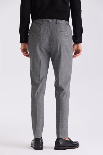 Anthracite Comfort Fit Elastic Waist Wool Fabric Pants - 4