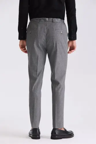 Anthracite Comfort Fit Elastic Waist Wool Fabric Pants - 4
