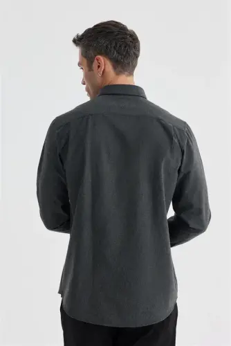 Anthracite Comfort Fit Hidden Button-Down Collar Shirt - 4