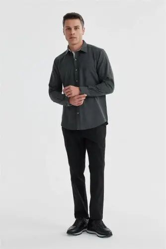 Anthracite Comfort Fit Hidden Button-Down Collar Shirt - 1
