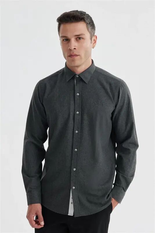 Anthracite Comfort Fit Hidden Button-Down Collar Shirt - 2