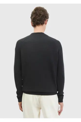 Anthracite Crew Neck Jacquard Wool Blend Knitwear - 5