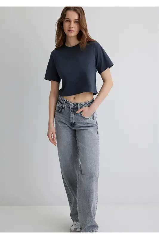 Anthracite Crop Basic T-Shirt Crop / Short Cut 1613072-70763 - Anthracite-70763 - 3