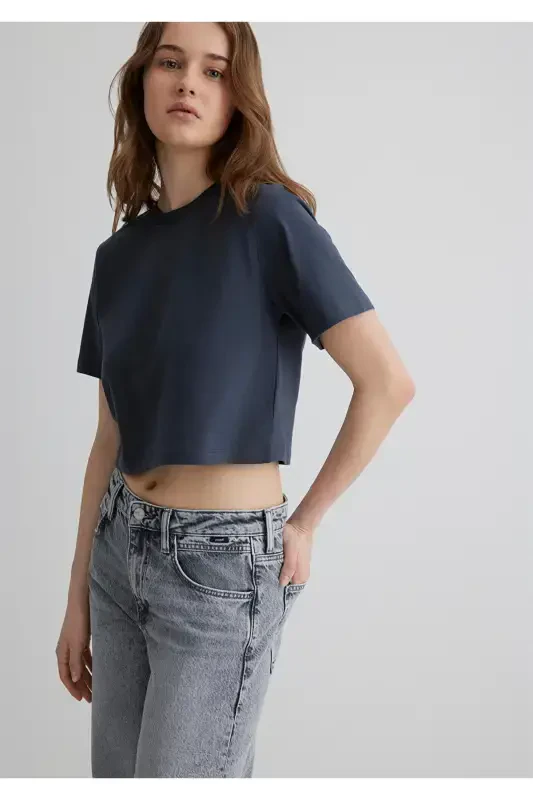 Anthracite Crop Basic T-Shirt Crop / Short Sleeve 16130 - 1