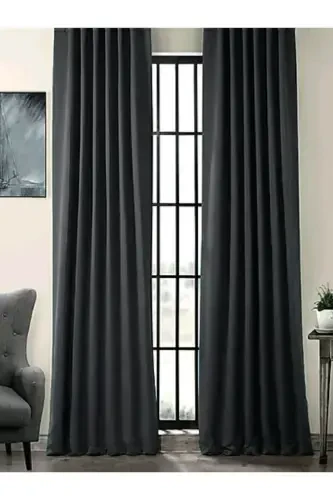 Anthracite Grey Blackout Curtain with Width and Length Options, Sunshade, 100% Lightproof Background Curtain - ANTHRACITE GREY - 1