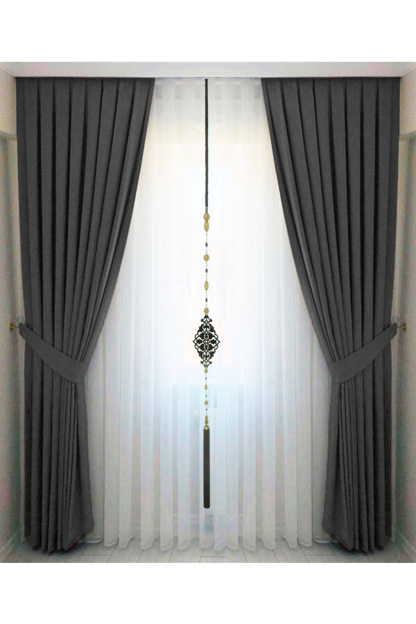 Anthracite Grey Pleated Velvet Blackout Curtain High Quality Single Panel - 1