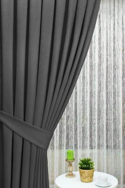 Anthracite Grey Pleated Velvet Blackout Curtain High Quality Single Panel - Modazone (1)