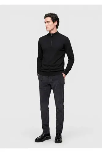 Anthracite Half Fisherman Collar Plain Knit Wool Blend Knitwear - RAMSEY (1)