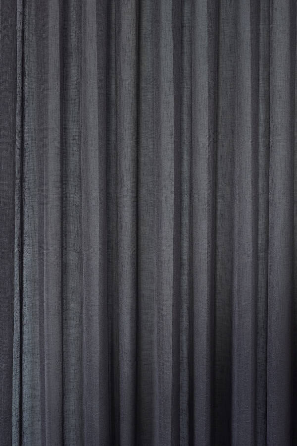 Anthracite Iron-Free Linen Plain Voile Curtain Geneva No Pleats, Twisted, Extra-thick - 7