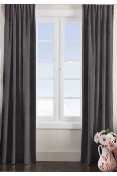Anthracite Island Background Curtain - ECRIN PERDE