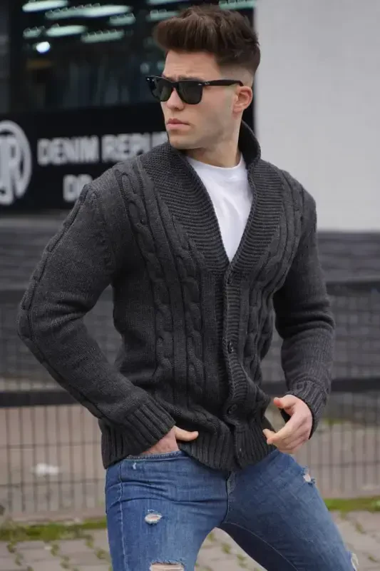 Anthracite Knitted Cardigan 9053-anthracite - 2