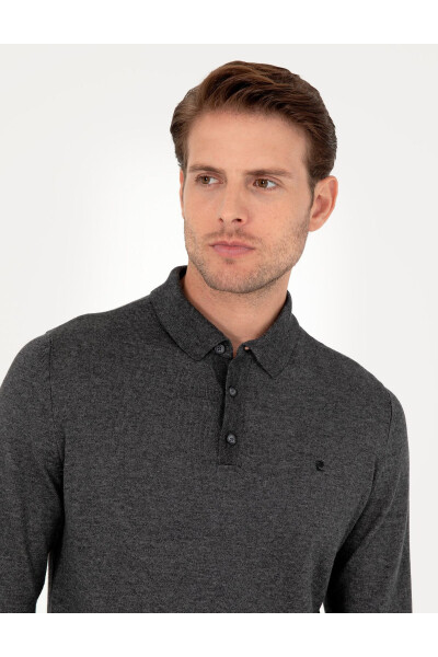 Anthracite Melange Slim Fit Basic Sweater - 2