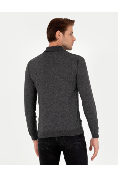 Anthracite Melange Slim Fit Basic Sweater - 5