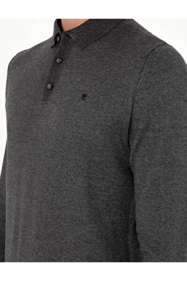 Anthracite Melange Slim Fit Basic Sweater - 7