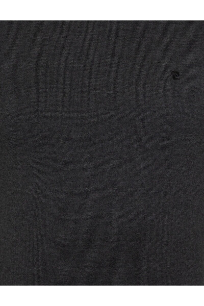 Anthracite Melange Slim Fit Crew Neck Basic Knit Sweater - 6