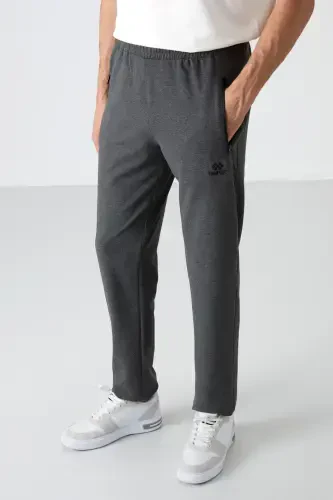 Anthracite Melange Zippered Three Pocket Slim Fit Classic Trousers Men's Sweatpants - 84671-ANTHRACITE MELANGE - 1