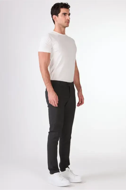 Anthracite Men's Extra Slim Fit Melange Patterned Classic Trousers - 2