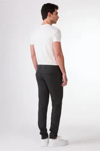 Anthracite Men's Extra Slim Fit Melange Patterned Classic Trousers - 4