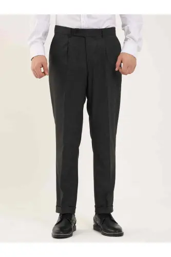 Anthracite Men's Slim Fit Herringbone Patterned Classic 