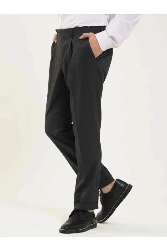 Anthracite Men's Slim Fit Herringbone Patterned Classic - 2