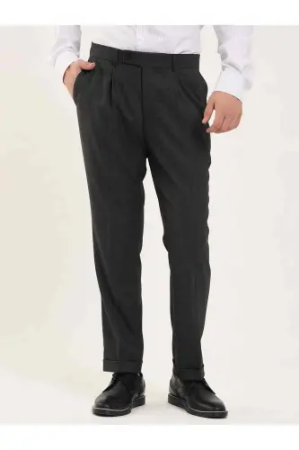 Anthracite Men's Slim Fit Herringbone Patterned Classic - 4