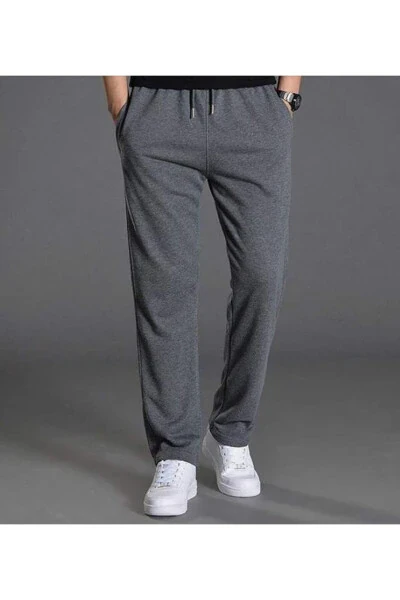 Anthracite Men's Wide Leg Straight Leg Sweatpants - FİTGO