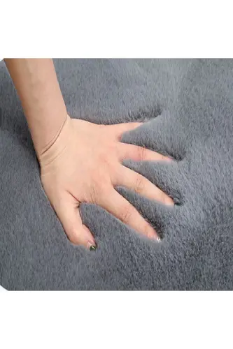 Anthracite Non-Woven Rug Plush Rabbit Fur Feel Antibacterial - 4