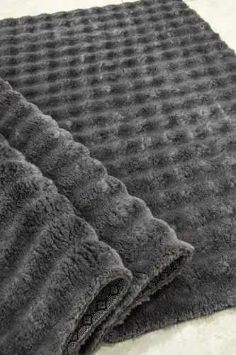 Anthracite Oval Plush Embossed Non-Slip Base Dot Washable Living Room Hallway Kitchen Children's Room-Dark Gray - 3