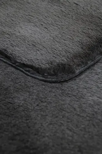Anthracite Oval Post Plush Soft Washable Non-Slip Dot Base Antibacterial Living Room Hallway Rug-Anthracite - 5