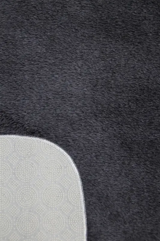 Anthracite Oval Post Plush Soft Washable Non-Slip Dot Base Antibacterial Living Room Hallway Rug-Anthracite - 6