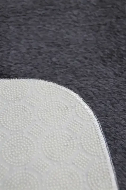Anthracite Oval Postal Carpet Plush Soft Non-Slip Dot Base Antibacterial-Anthracite - 2