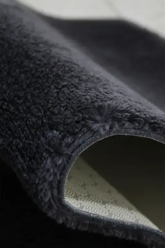 Anthracite Oval Postal Carpet Plush Soft Non-Slip Dot Base Antibacterial-Anthracite - 4