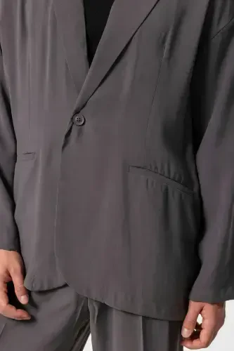 Anthracite Oversize Unlined Men's Blazer Jacket-Anthracite - 1