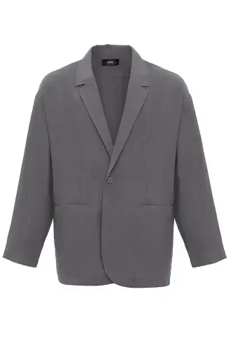 Anthracite Oversize Unlined Men's Blazer Jacket-Anthracite - 3