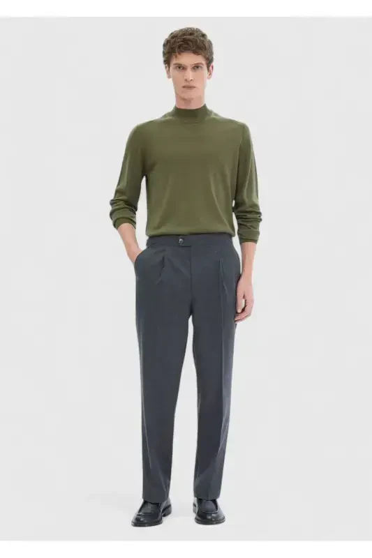 Anthracite Plain Weave Casual Trousers - 1