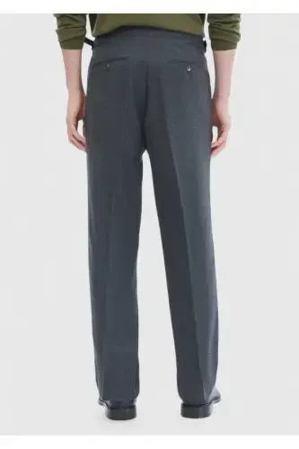 Anthracite Plain Weave Casual Trousers - 4