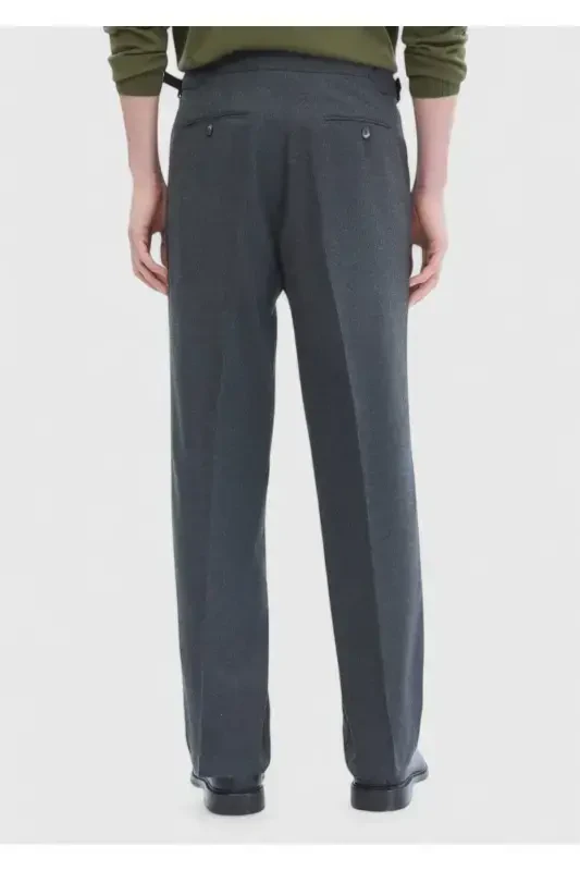 Anthracite Plain Weave Casual Trousers - 4
