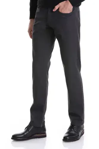 Anthracite Regular Fit Plain 5 Pocket Cotton Jeans - 3