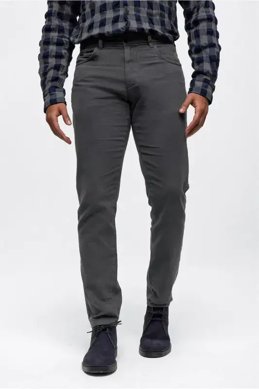 Anthracite Slim Fit 5 Pocket Cotton Chino Trousers - 2
