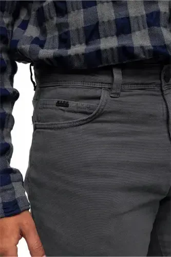 Anthracite Slim Fit 5 Pocket Cotton Chino Trousers - 5