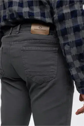 Anthracite Slim Fit 5 Pocket Cotton Chino Trousers - 6