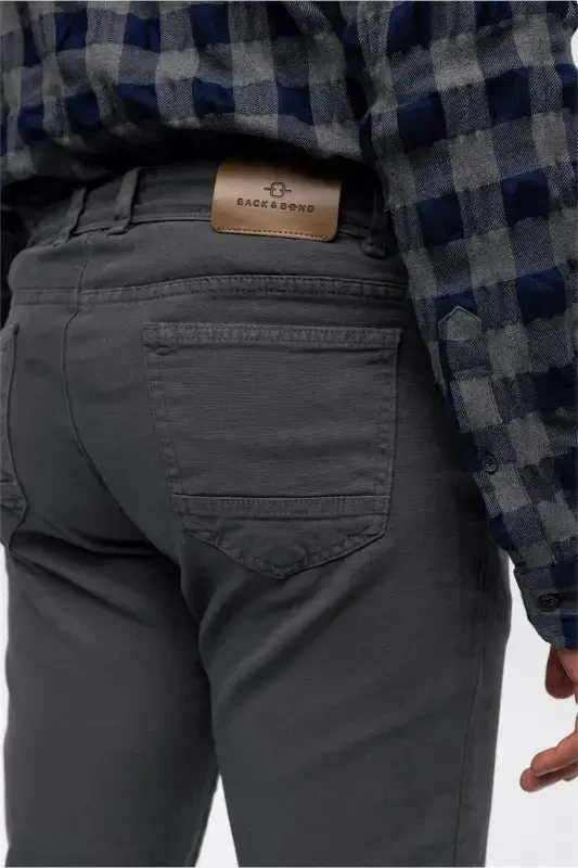 Anthracite Slim Fit 5 Pocket Cotton Chino Trousers - 6