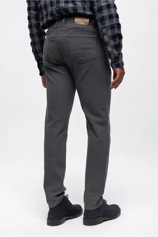 Anthracite Slim Fit 5 Pocket Cotton Chino Trousers - 7