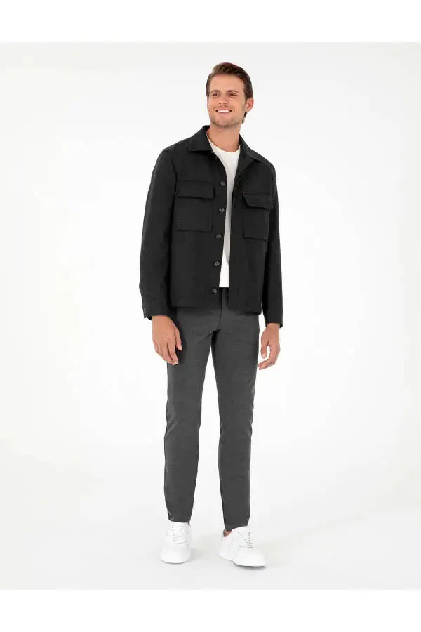 Anthracite Slim Fit Canvas Pants - 3