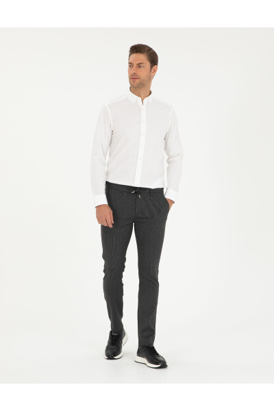 Anthracite Slim Fit Canvas Trousers - PIERRE CARDIN