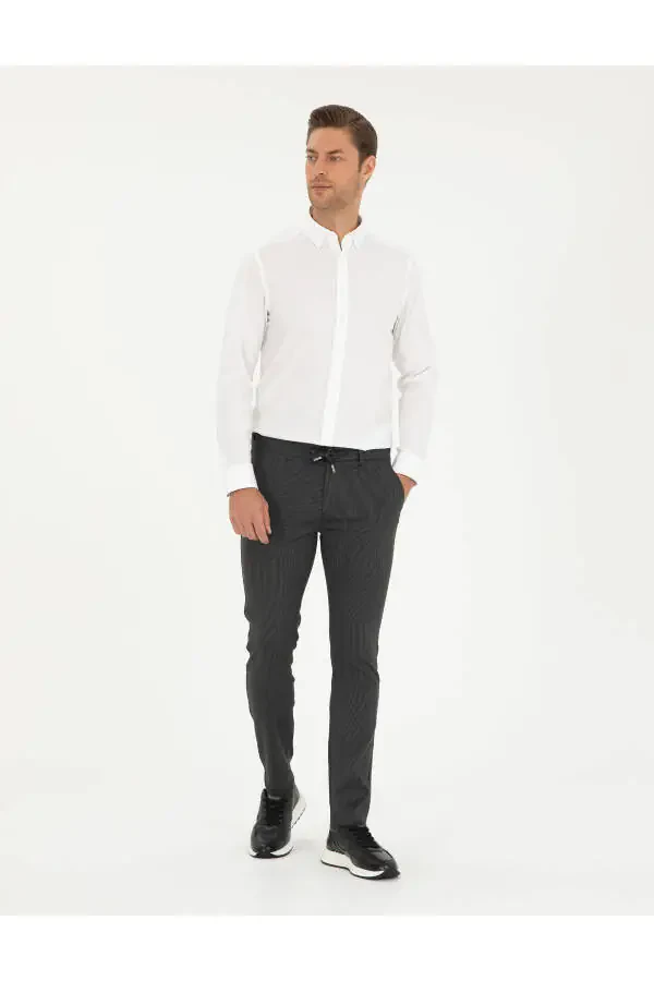 Anthracite Slim Fit Canvas Trousers - 1