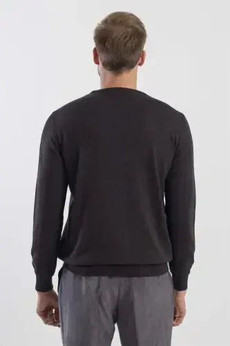 Anthracite Slim Fit Crew Neck Knitted Sweater 