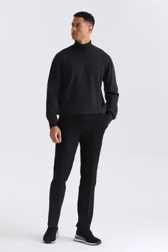 Anthracite Slim Fit Full Turtleneck Knitted Sweater - JAKAMEN (1)