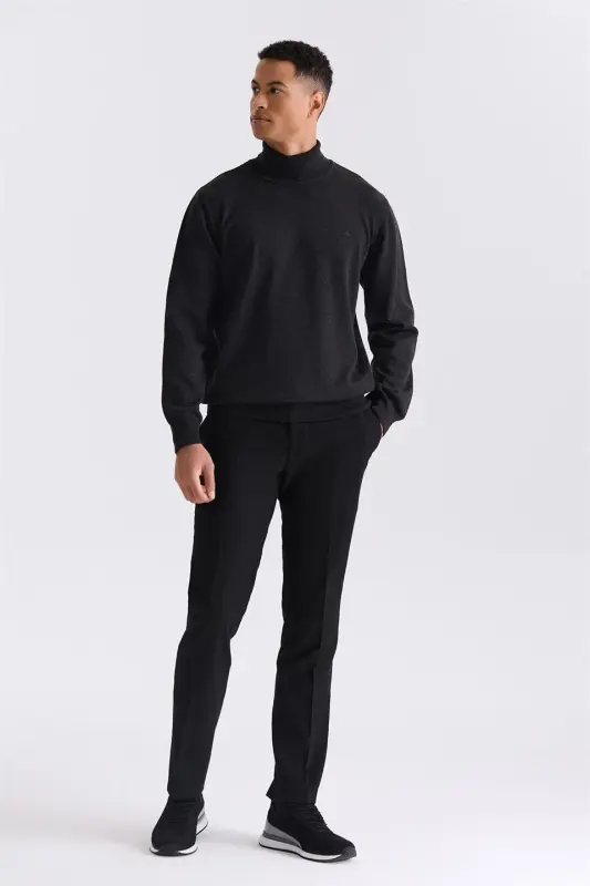 Anthracite Slim Fit Full Turtleneck Knitted Sweater - 2